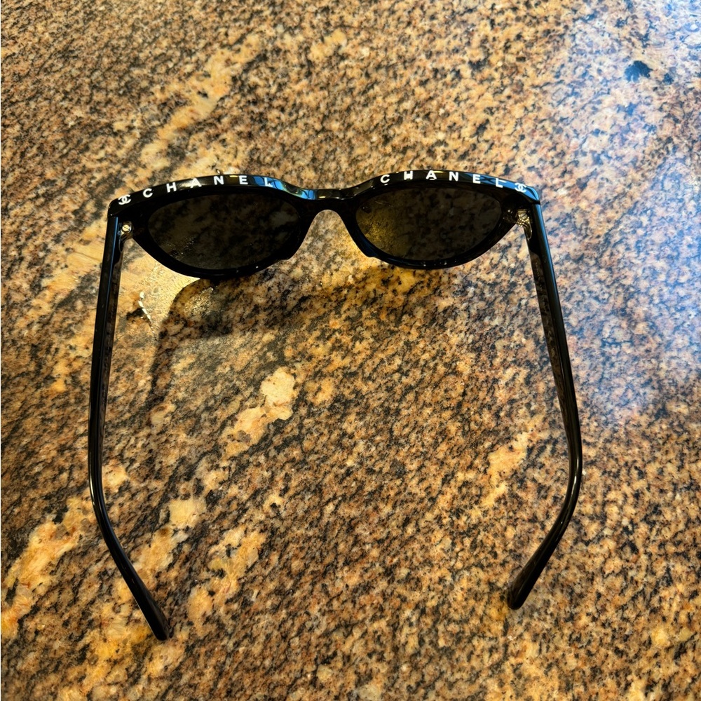 Chanel butterfly black and white logo sunglasses
